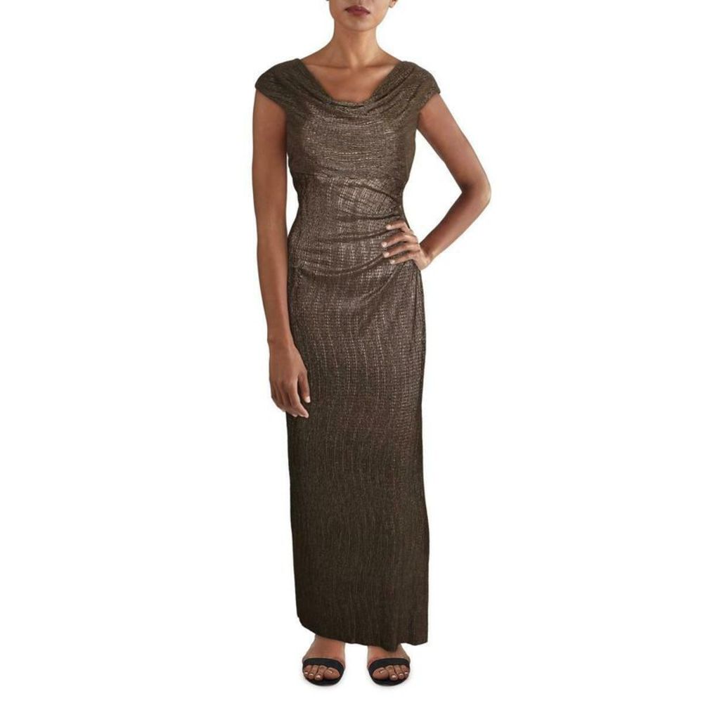 Connected Women's Dress Mushroom Bronze  Empire Waist Cowl-Neck